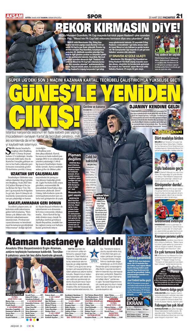 Gazetelerde Günün Spor Sayfaları @ Mackolik.com