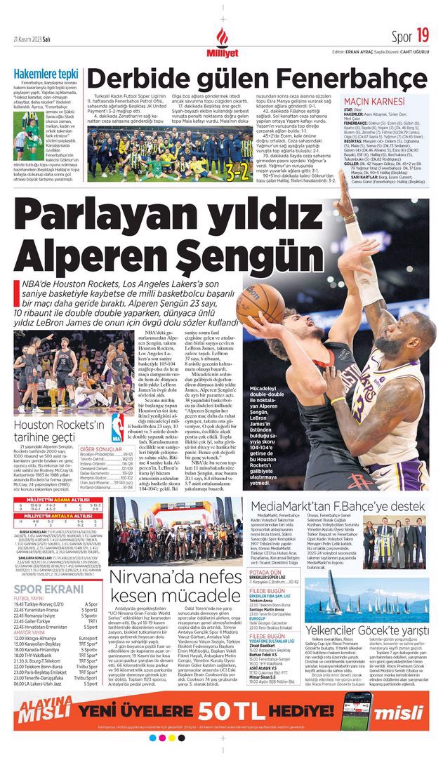 Gazetelerde Günün Spor Sayfaları @ Mackolik.com