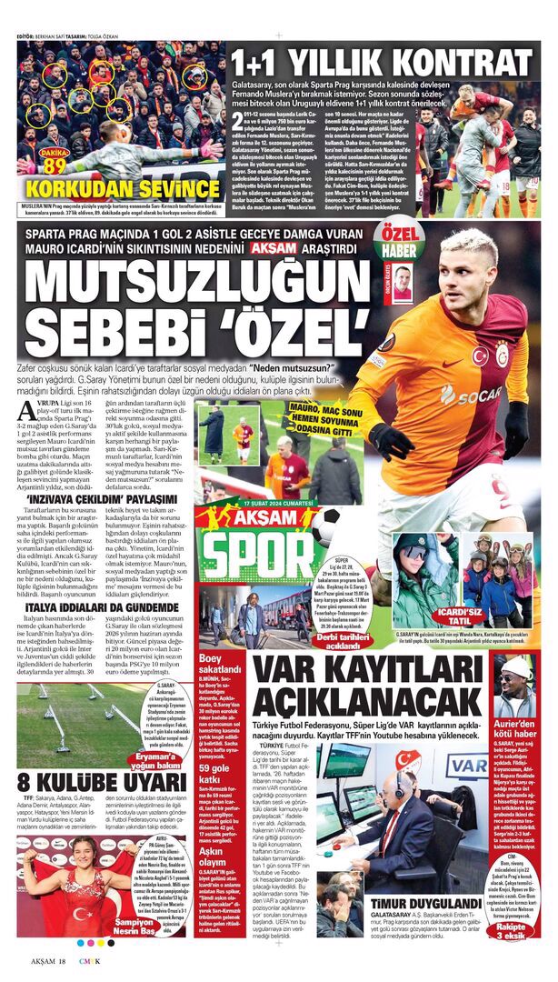 Gazetelerde Günün Spor Sayfaları @ Mackolik.com